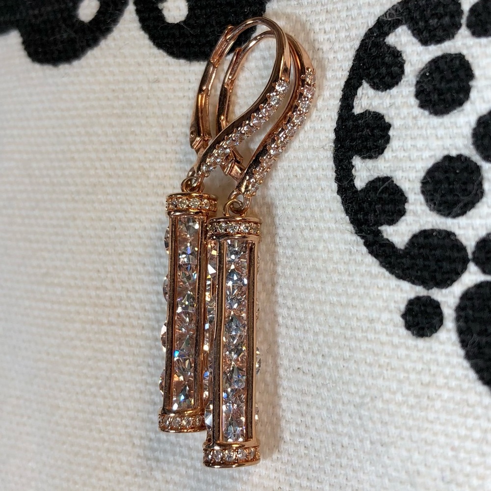 Rose Gold Sparkle Dangle Earrings